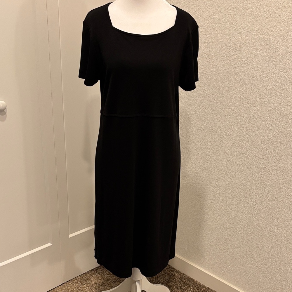 J. Jill Black Midi Flutter Sleeve Dress